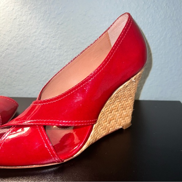 BCBG Max Azria Red Raisa Wicker Wedge Size 6 B - Picture 7 of 11